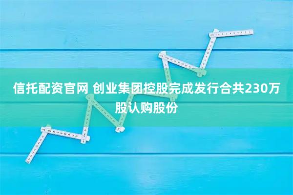 信托配资官网 创业集团控股完成发行合共230万股认购股份